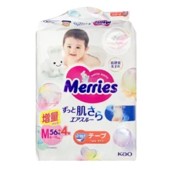 Bỉm Merries cộng miếng dán M56+4 (mẫu mới)