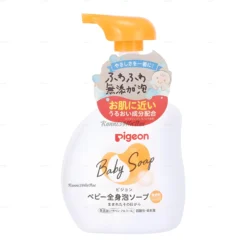 Sữa tắm gội cho bé Pigeon Baby Soap tạo bọt 500ml - dưỡng ẩm (màu cam)