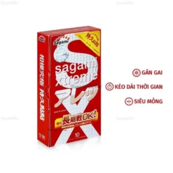 Bao cao su Sagami Xtreme Feel Long hộp 10 chiếc - có chấm nổi, có màu