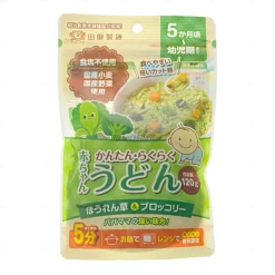Mì udon Tanabiki-seimen tách muối trẻ từ 5 tháng vị cải bó xôi và súp lơ xanh