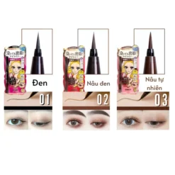 Bút dạ kẻ mắt Kissme Heroin chống trôi, chống lem, siêu mảnh 0.1mm (3 màu) (Nâu đen)
