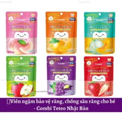 Kẹo ngậm chống sâu răng Combi Teteo cho bé từ 1.5 tuổi gói 60 viên (5 vị)