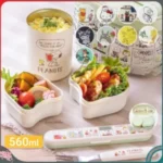 Hộp cơm có hũ giữ nhiệt kháng khuẩn 560ml Snoopy - Ảnh 2