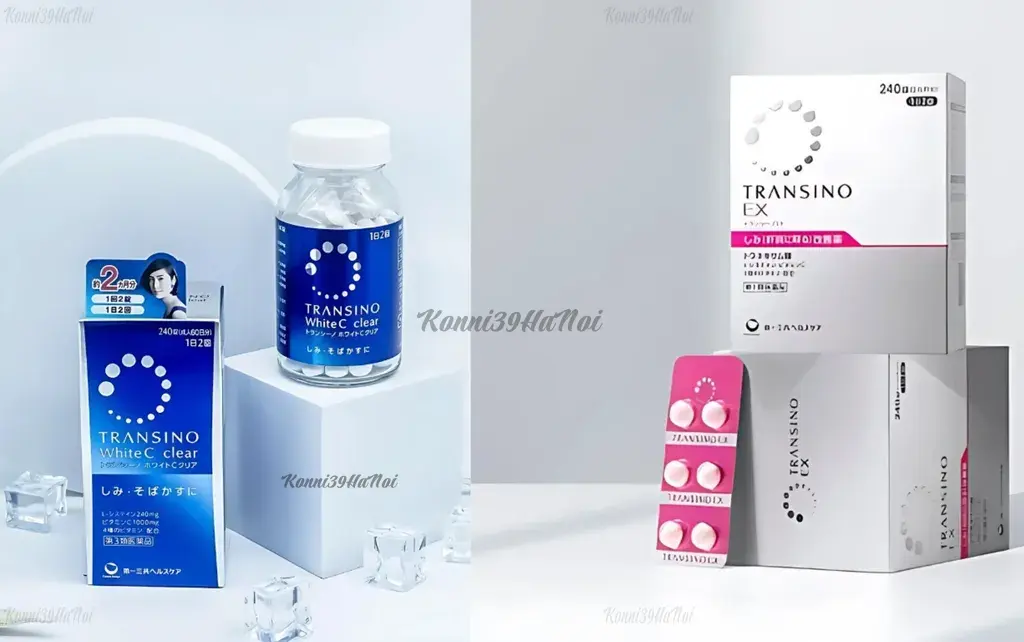 1_4558a29bf701432096cb8cc5b9ffe943_1024x1024 Tác hại của viên uống Transino White C Clear (transino xanh) & viên uống Transino EX (transino trắng).