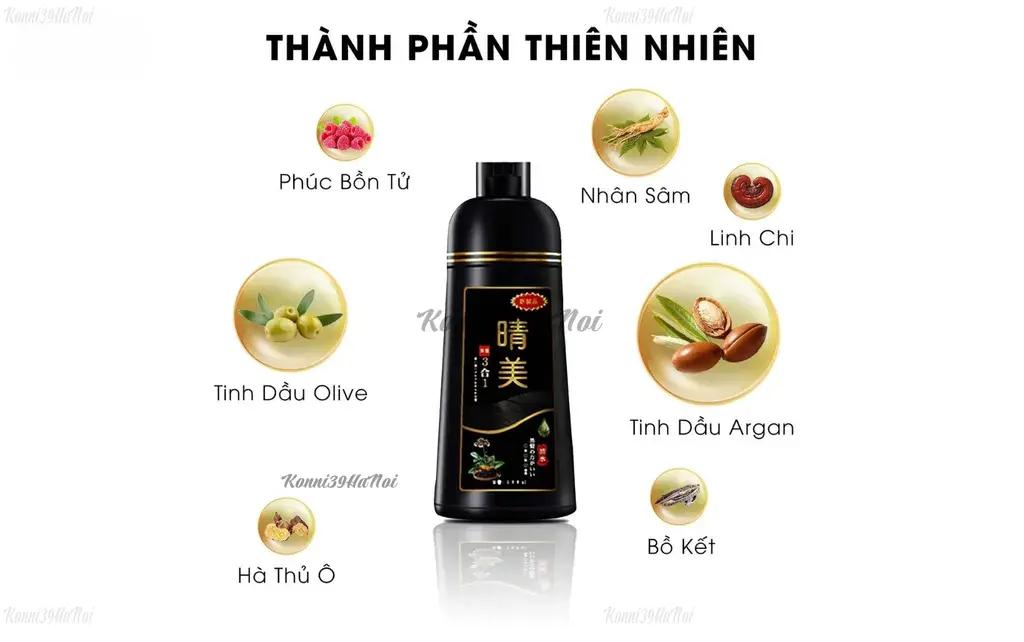 Dầu gội Komi chứa thành phần thiên nhiên, đảm bảo an toàn cho sức khỏe người dùng