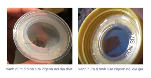Vàng bình sữa Pigeon nội địa thật và giả