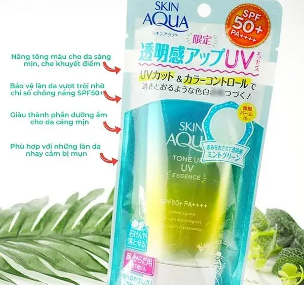 Kem chống nắng Skin Aqua Tone Up UV Essence Mint Green 80g Kem chống nắng Skin Aqua Tone Up UV Essence Mint Green 80g