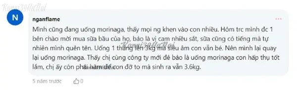 Một tài khoản khác review về sữa bầu Morinaga
