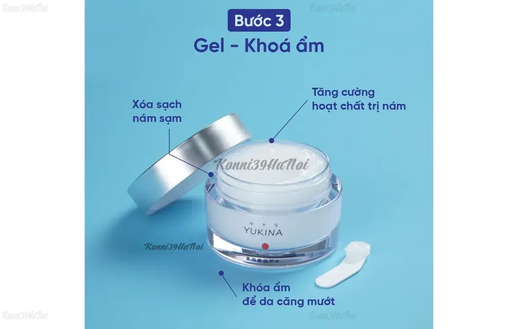 Sử dụng kem dưỡng Yukina 2 lần mỗi ngày sau bước làm sạch da