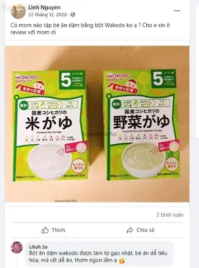 Mẹ Lihah So hài lòng về đặc điểm dễ ăn, dễ tiêu hóa của bột ăn dặm Wakodo. Mẹ Lihah So hài lòng bột ăn dặm Wakodo.