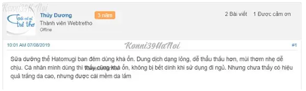 Khách hàng Thùy Dương chia sẻ về hiệu quả của sữa dưỡng Hatomugi
