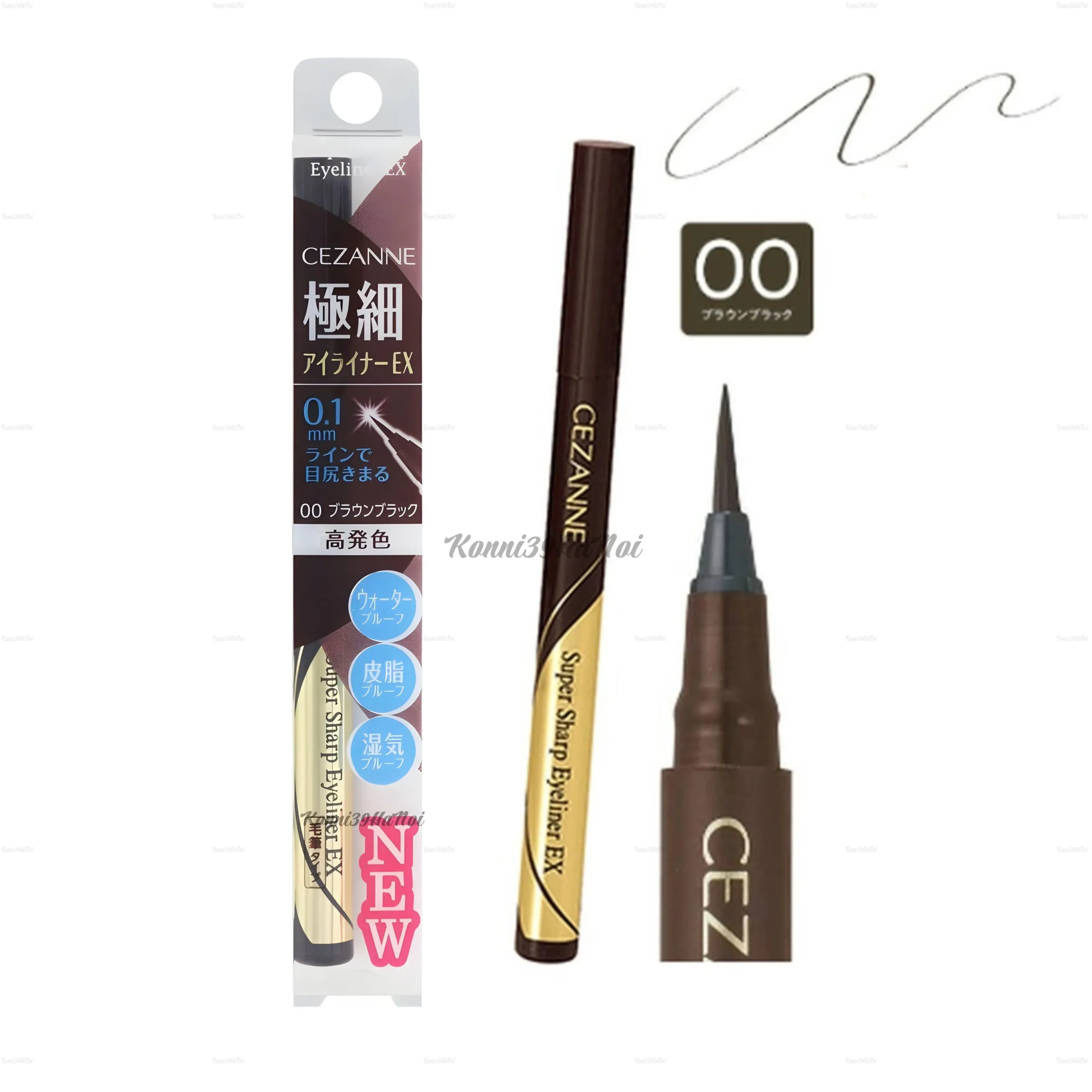 4939553042266-0 Bút kẻ mắt nước Cezanne siêu mảnh 0.1g (00 - Nâu Đen) - Ảnh 1