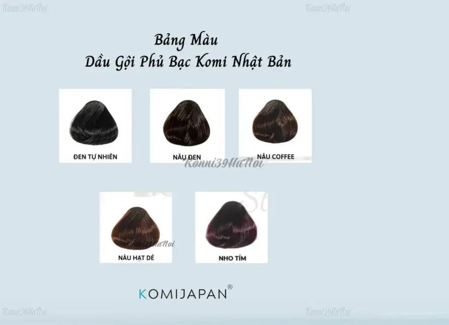 Bảng màu đa dạng của dầu gội phủ bạc Komi