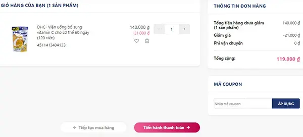 Mua viên uống DHC vitamin C tại Sakuko bước 4 Mua viên uống DHC vitamin C tại Sakuko bước 4