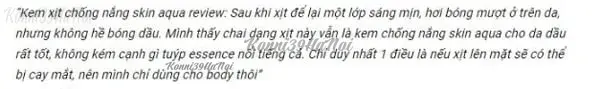 Review kem chống nắng Skin Aqua Tone Up Spray từ tài khoản có tên Sora