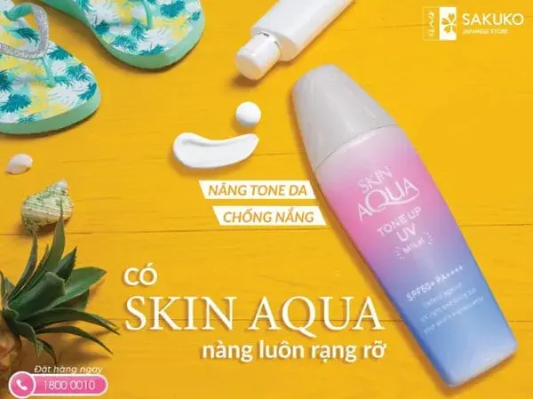 Skin Aqua Lavender 40ml có công dụng chống tia UV tốt Skin Aqua Lavender 40ml có công dụng chống tia UV tốt