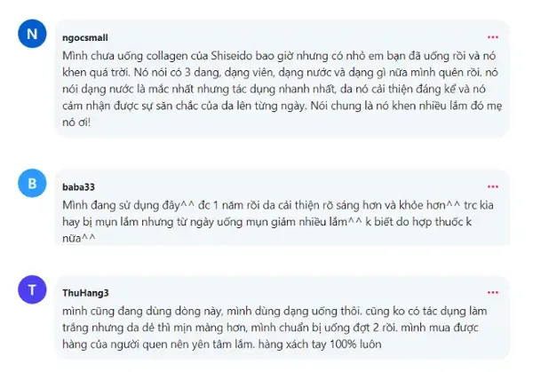 Review collagen Shiseido từ người dùng thực tế