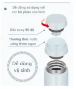 Bình giữ nhiệt Thermos 500ml thép không gỉ, giữ nhiệt bền ( Màu Đen - Trắng) - Ảnh 3