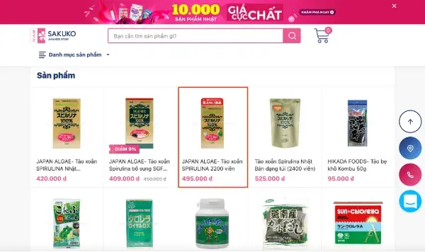 đặt mua tảo Spirulina online bước 3