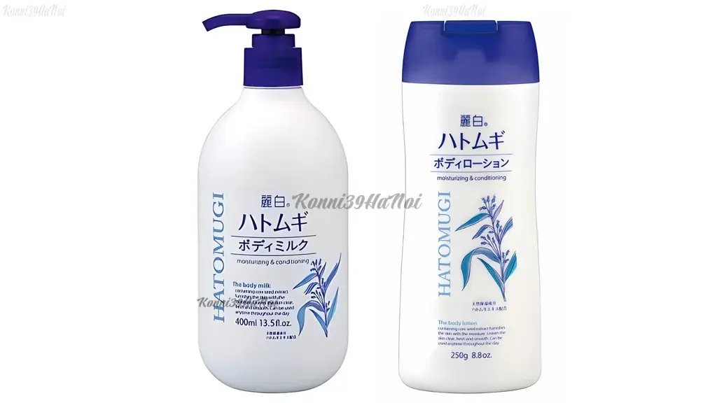 Sữa dưỡng thể Hatomugi ban đêm có 2 dạng chai là chai có vòi xịt và chai có nắp đậy.