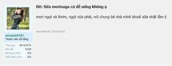 Sữa Morinaga số 0 dễ uống