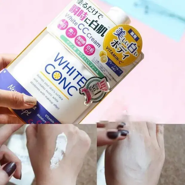 bôi sữa dưỡng thể white conc lên da