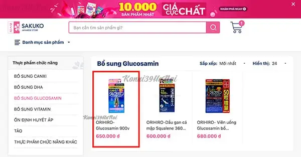 đặt glusamine Nhật bước 3