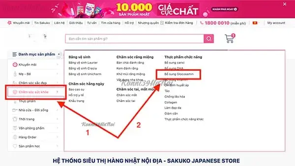 đặt glusamine Nhật bước 2
