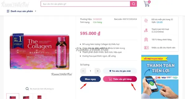 cách mua collagen shiseido tại địa chỉ uy tín bước 3