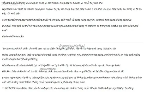 Xịt muỗi Vape nhận được nhiều nhận xét tích cực trên các diễn đàn