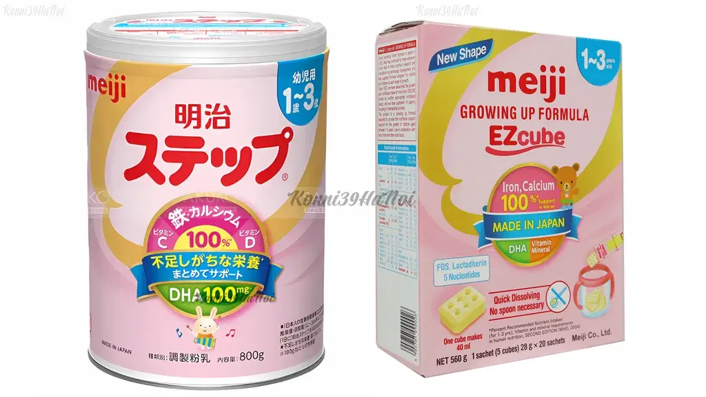 Sữa Meiji thanh và thiếc số 9 đều hỗ trợ bé 1 - 3 tuổi tăng cân ổn định