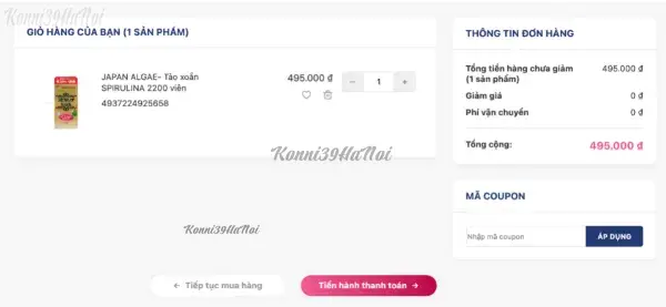 đặt mua tảo Spirulina online bước 5