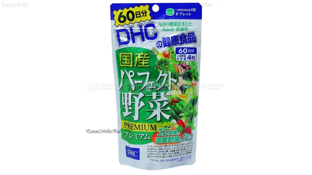 Sản phẩm DHC có dạng viên uống, sử dụng tiện lợi giúp bổ sung vitamin, chất xơ từ 32 loại rau củ quả