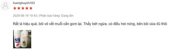 Người dùng huonghuynh103 đánh giá sản phẩm hiệu quả, giúp bớt ngứa, tuy nhiên gây cảm giác hơi nóng.