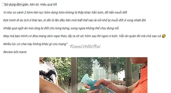 Đánh giá của khách hàng khi sử dụng xịt muỗi Vape