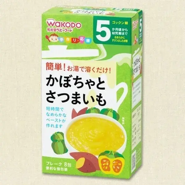Bột ăn dặm vị bí đỏ khoai lang WAKODO chứa chất beta-carotene tăng sức đề kháng
