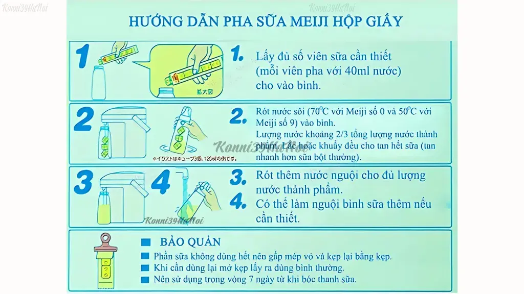 công thức pha sữa meiji số 9 dạng thanh cho bé