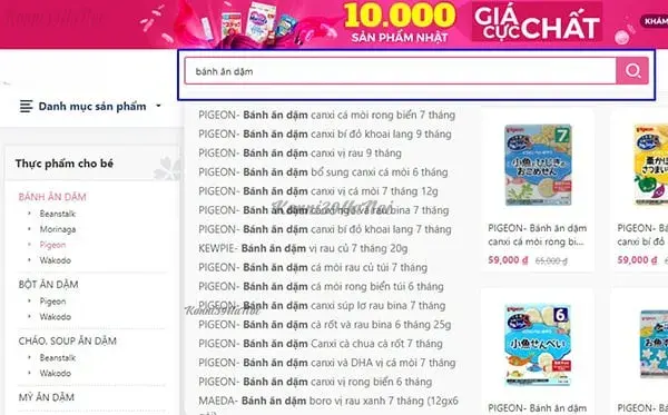 Mua bánh ăn dặm Nhật cho bé 6 tháng bước 1
