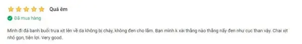Đánh giá của một khách hàng tên Nguyen Tran về chất lượng kem chống nắng