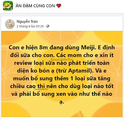 Mẹ Nguyễn Trân muốn xin ý kiến đổi sữa cho em bé tăng chiều cao