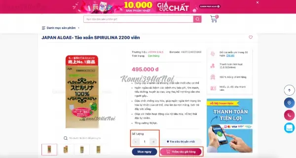 đặt mua tảo Spirulina online bước 4