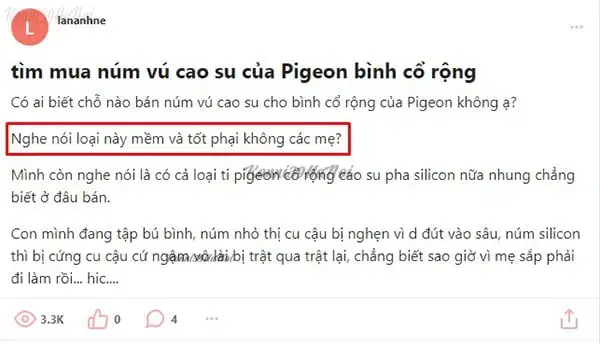 review về núm ty Pigeon nội địa Nhật trên diễn đàn webtretho