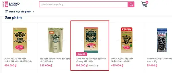 mua tảo xoắn Nhật tại Sakuko bước 2