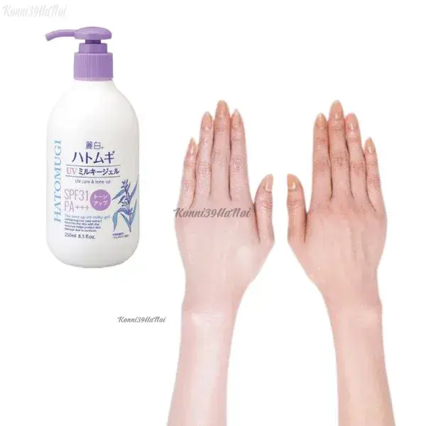 s4atigxyak Hatomugi The Tone Up UV Milky Gel có kết cấu dạng gel mỏng nhẹ, thấm nhanh giúp hạn chế tình trạng mụn, viêm