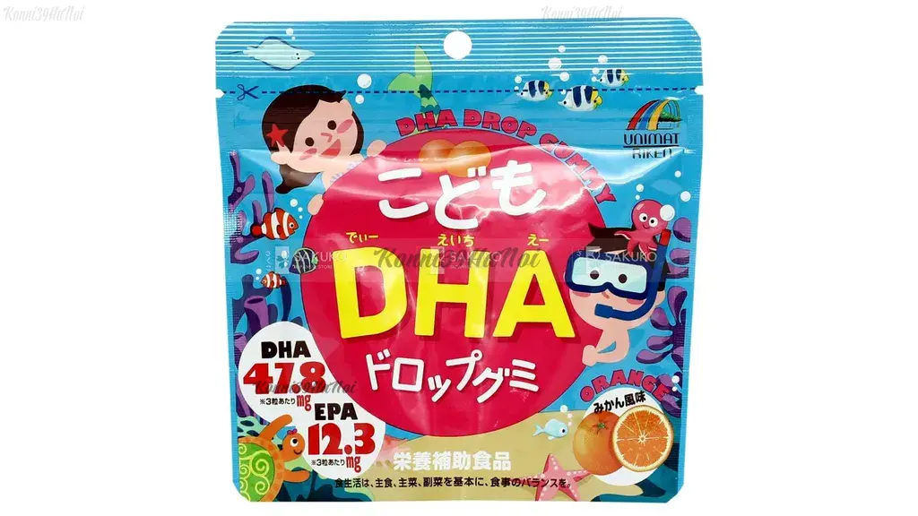 Sản phẩm DHA & EPA thương hiệu UNIMAT RIKEN có dạng kẹo dẻo, phù hợp sử dụng cho trẻ để phát triển trí não