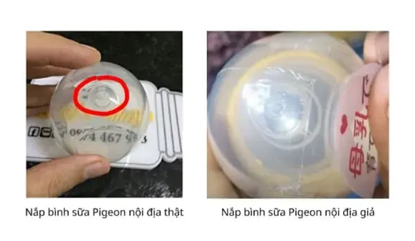 Nắp bình Pigeon nội địa thật và giả