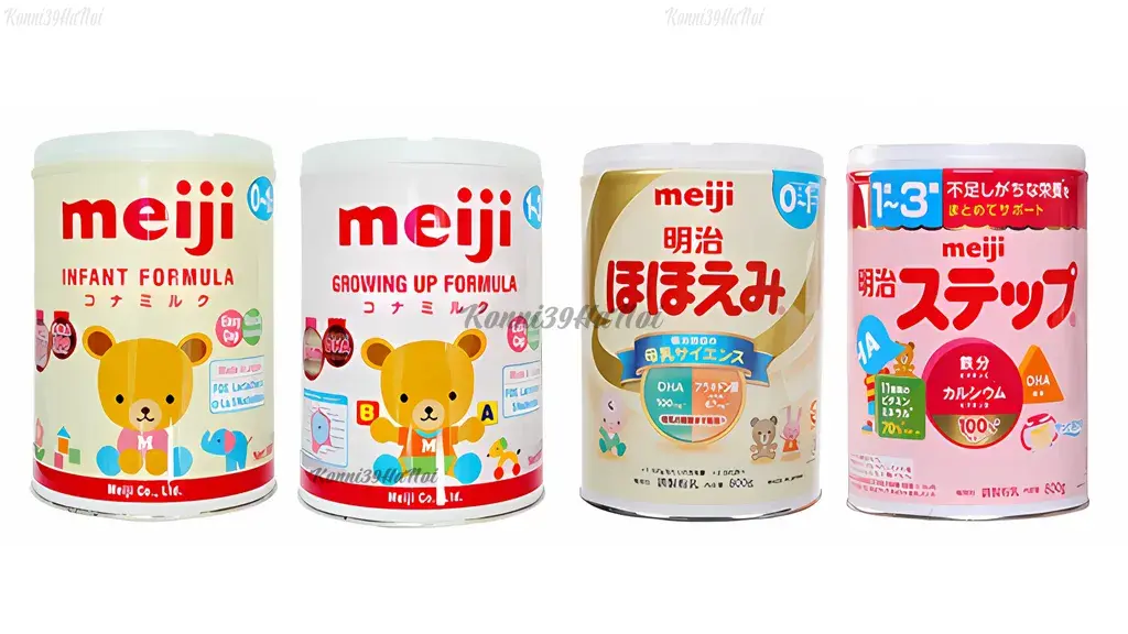 Bao bì sữa Meiji Nhật xuất khẩu (trái) và nội địa (phải) chính hãng