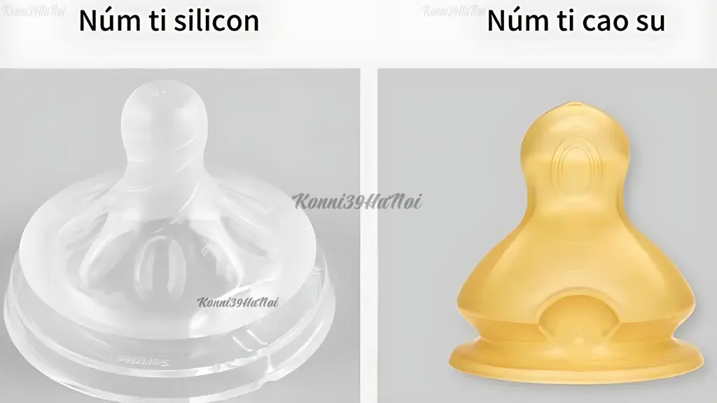 Khả năng co giãn của núm silicon kém hơn núm cao su, nên sẽ nhìn lỗ đục rõ hơn.