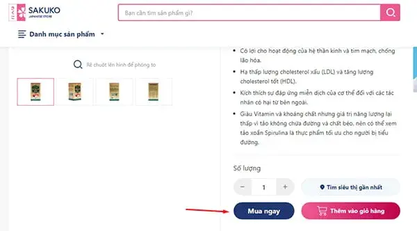 mua tảo xoắn Nhật tại Sakuko bước 3