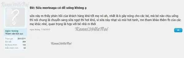 review sữa Morinaga số 0 trên diễn đàn lamchame